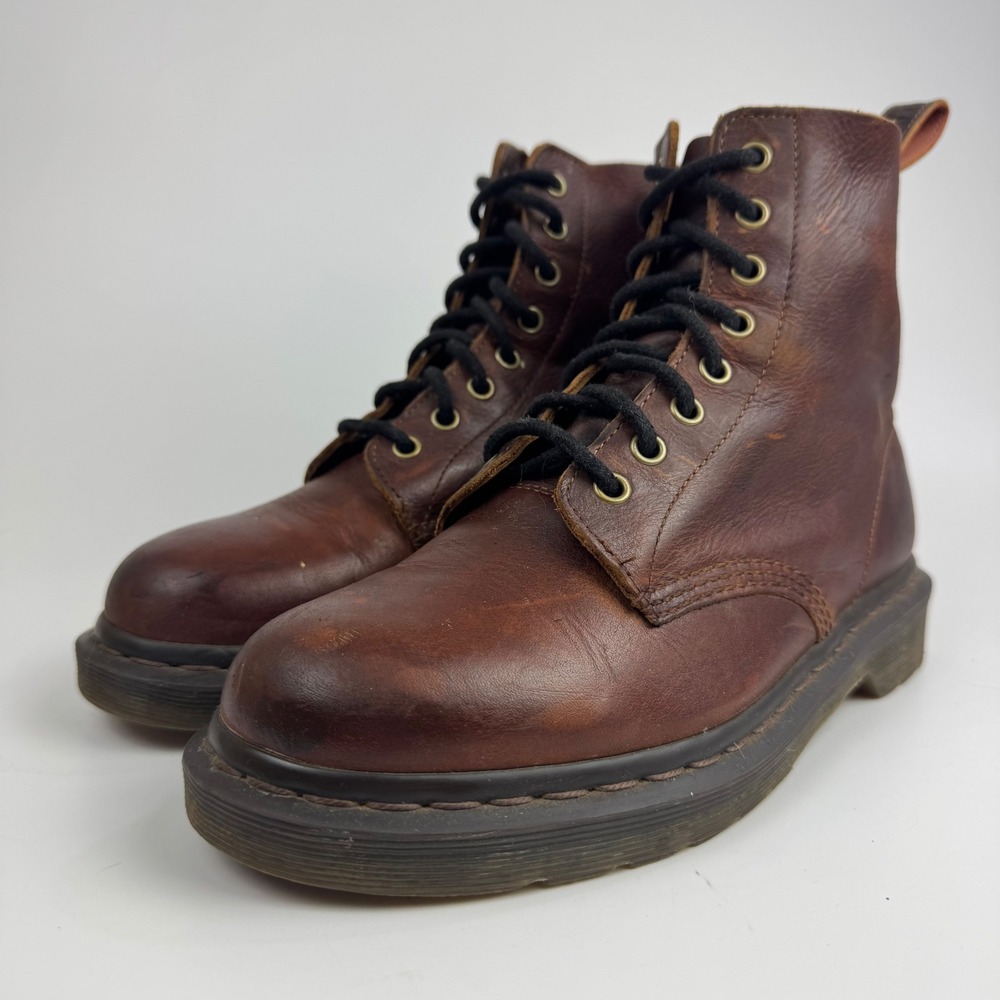 Dr Martens 1460 Pascal Harvest Leather Combat Moto Boots Brown Size 10 grunge - Picture 3 of 12